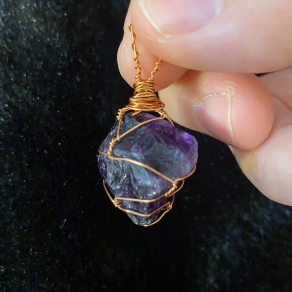 26+ carat rough natural amethyst copper necklace - Picture 1 of 5